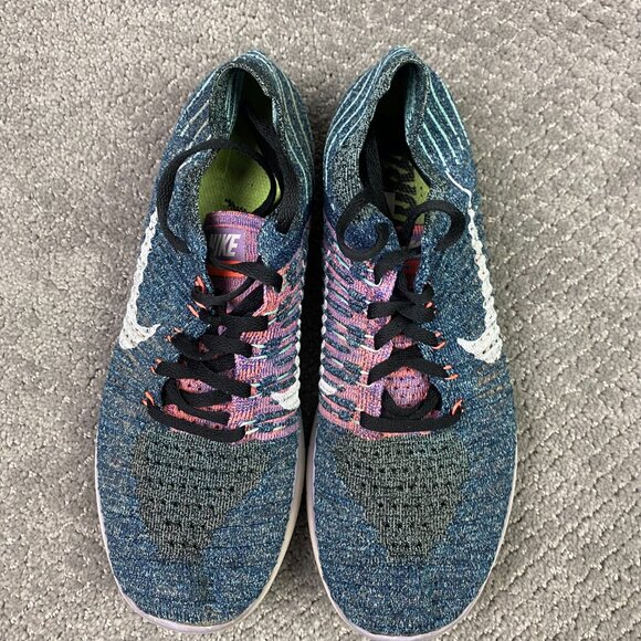 Nike Free RN Flyknit Running Shoes Women's 9 Blue Teal Pink Sneakers 831070 004 - Picture 3 of 15